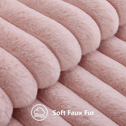 decorUhome Fall Faux Fur Throw Pillow Covers 16x16 Set of 2 Pink | Decorative - Image 2