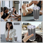 20oz Tumbler Bulk Stainless Steel Tumblers with Lid Vacuum Insulated Double Wall Travel Coffee Mug Powder Coated Tumbler Cup for Hot and Cold Drinks(Grey, 6 pack)
