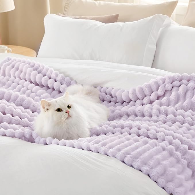 Bedsure Soft Twin Blanket for Bed Decor Gifts Lavender Fog 60"x80" | Birthday - Image 7