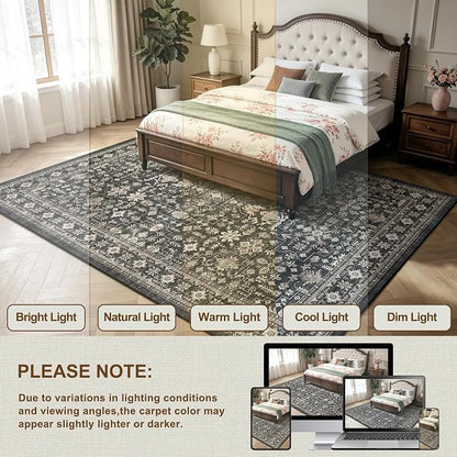 Grey Area Rug 8x10 for Living Room Bedroom | Stain Resistant; Non Slip;Machine - Image 2