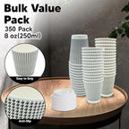 350 Pack 8 oz Insulated Disposable Coffee Cups with Lids, Double Wall Corrugated Paper Hot Cups Bulk To Go Disposable Cups for Hot Beverage or Cold Drinks Ideal for Cafes