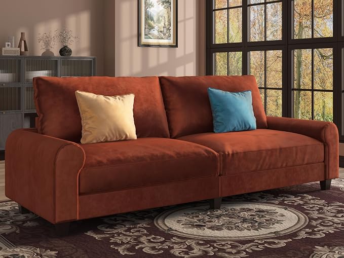 EASE MOOSE 88.5" Large Seat Velvet Loveseat Sofa, Modern Deep Seat Couches - Image 3