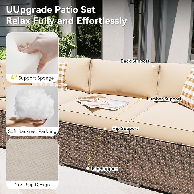 Aoxun Patio Furniture Set with Fire Pit Table, 12 Piece Outdoor Sectional Sofas - Image 2