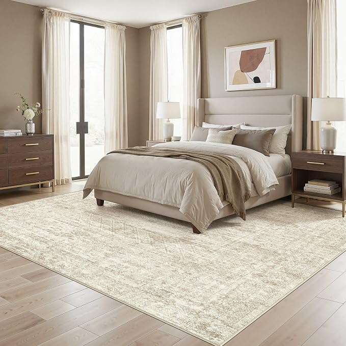 UERMEI Square Area Rugs : Washable 8x8 Neutral Modern Abstract Carpet - Image 3