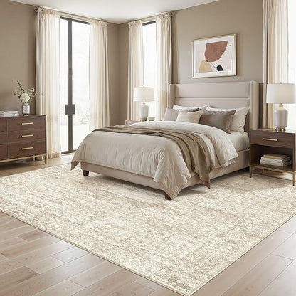 UERMEI Square Area Rugs : Washable 8x8 Neutral Modern Abstract Carpet - Image 3
