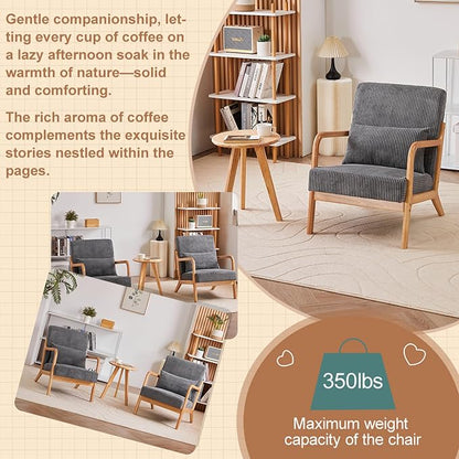Beige Midcentury Modern Accent Chair - Image 4