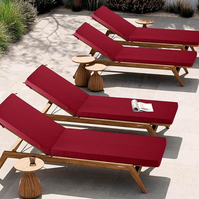 Outdoor Chaise Lounge Cushion Set of 2, Fadesafe Water-Repellent Lounge Deck - Image 8