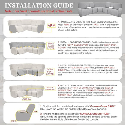 100% Waterproof Sectional Recliner Couch Covers - Image 7