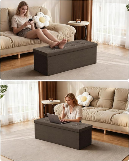 GLAXYFUR 43 Inches Folding Storage Ottoman Bench, Storage Chest, Footrest - Image 4