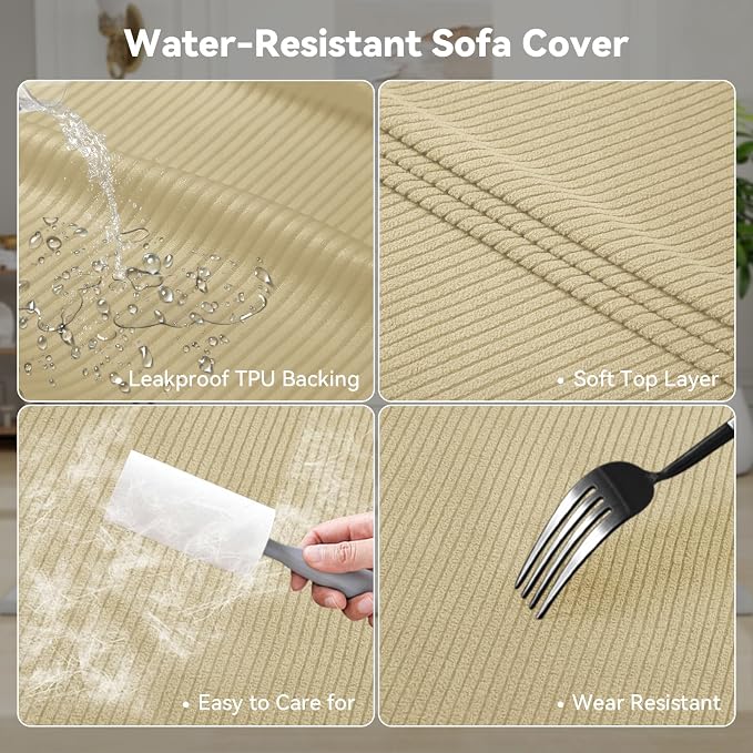 Waterproof Chair Cover with Arms 2-Piece Set Striped Slipcover - Image 3