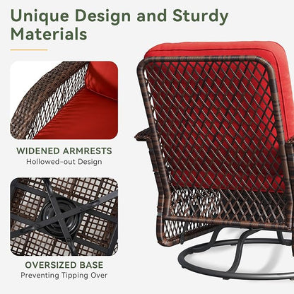 Aoxun 3 Pieces Patio Furniture Set, Patio Swivel Rocker Chairs Set of 2 - Image 5