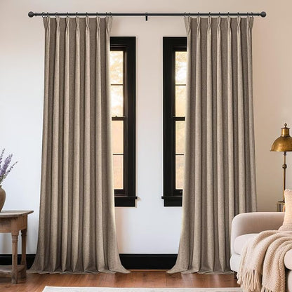 Joydeco Thick Linen Pinch Pleated Curtains 84 Inch Long 2 Panel Set - Image 2