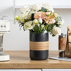 Large Storage Containers with Lids, Ceramic Coffee Container Kitchen Food Storage Jars for Spice Sugar Tea Bag, Stackable Decorative Jars for Counter, Black & 61oz