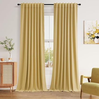 100% Blackout Curtains 102 Inch Length 2 Panels Set by Guken