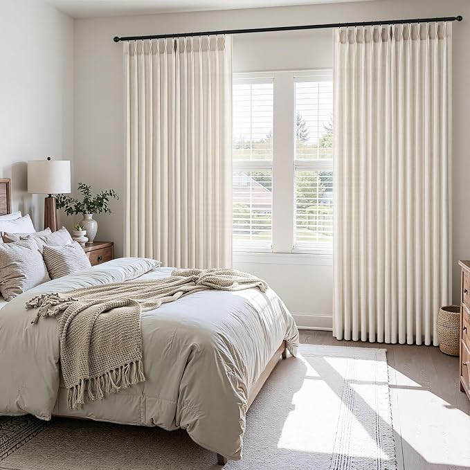 Topfinel Pinch Pleated Curtains 90 Inches Long 2 Panels Set, Ivory Beige Semi - Image 2