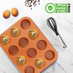 NutriChef 12-cup Copper Oven Muffin Pan, Non-Stick Coated Layer Surface, Even Heating Muffin Tray for Muffins, Cupcakes, Pastries & Mini Pies, Used for Model Number NCBSCC54