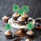 30 PCS Foil Firework Cupcake Toppers Happy Birthday Star Cupcake Picks Sparkle Tinsel Drink Stirrers Cocktail Fruit Toothpicks for Valentine's Day Wedding Birthday Party Decorations Supplies Green