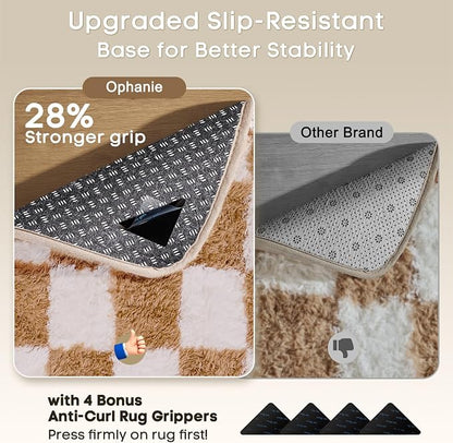 Ophanie Checkered Beige & White Rug - Image 4