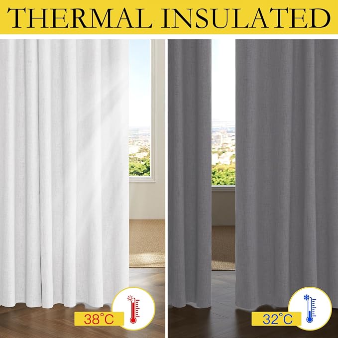 NICETOWN Full Blackout Linen Curtains 102" Length - Image 5
