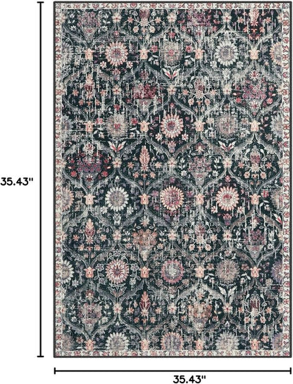 Lahome Moroccan Washable Rugs for Living Room, 4x6 Rug for Bedroom Non-Slip | - Image 2