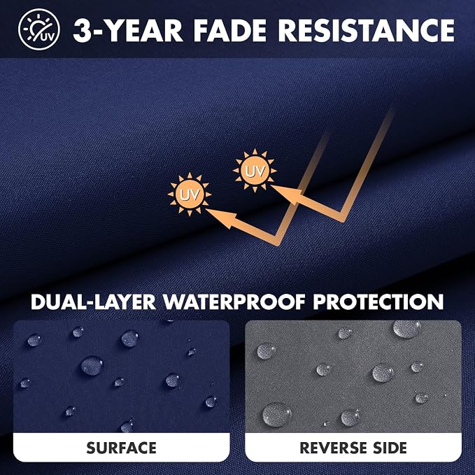 MIULEE Navy Outdoor Seat Cushion 22x24 Inch Waterproof & 3 Year Fade Resistant - Image 3