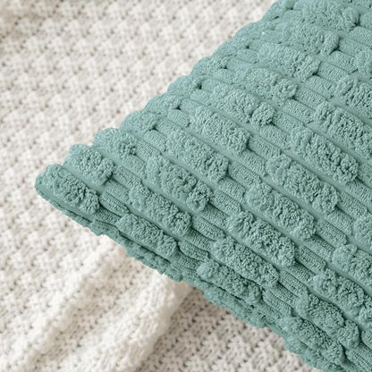 MIULEE Corduroy Decorative Throw Pillow Covers 20x20 Teal Green Pack of 2 | - Image 2