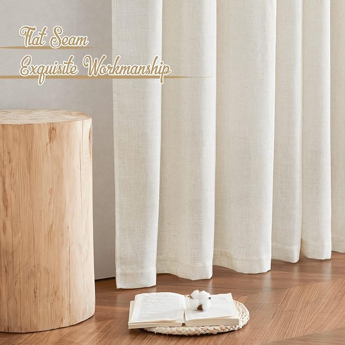 NICETOWN Linen Burlap Sliding Door Curtains 2 Panels Set, Rod Pocket & Back Tab - Image 7