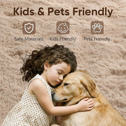 8x10 Extra Large Beige Fluffy Area Rug Non-Slip - Image 7