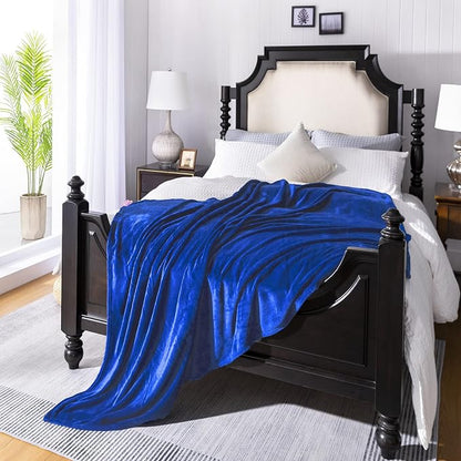 Royal blue Fleece Plush Throw Blanket 90"x90"for Couch Fuzzy Cozy Flannel | by JIAHANNHA