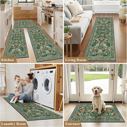 HEBE Boho Kitchen Rugs Set of 3, Non Slip Washable Kitchen Mats - Image 7