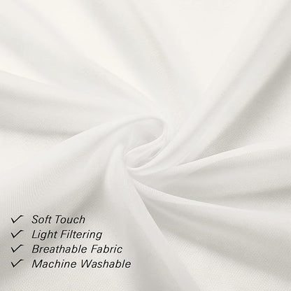 Ivory Sheer Curtains 45 Inch Length 2 Panels, Short Voile Drapes - Image 3