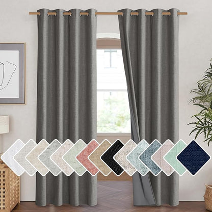 NICETOWN Grizzle Gray Vintage Linen 100% Blackout Curtains by NICETOWN