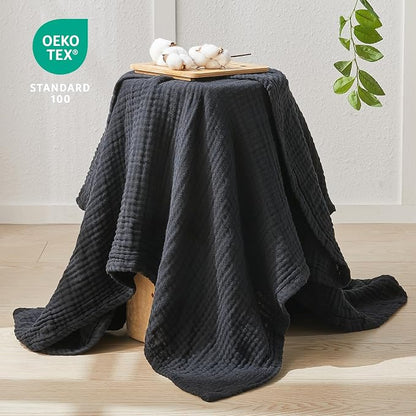 EMME Muslin Blankets for Adults Throw Blanket for Couch Breathable Gauze Soft - Image 2
