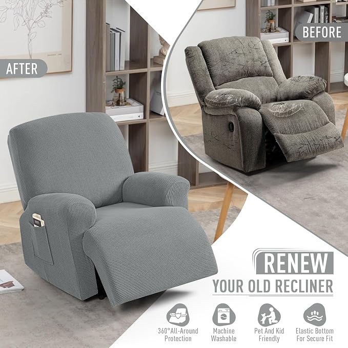 TAOCOCO Recliner Cover 4-Pieces, Recliner Stretch Sofa Slipcover, Recliner - Image 4