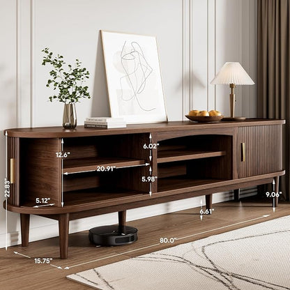 Decofy Mid Century TV Stand for TVs up to 90 Inches, Entertainment Center - Image 2