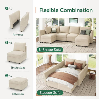 HONBAY Modular Sectional Couch L Shaped Sectional Sofa - Image 5