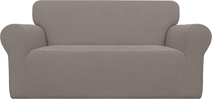 Easy-Going Stretch Oversized Loveseat Couch Covers Washable Taupe | 1-Piece by Easy-Going
