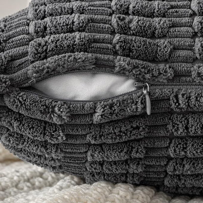 MIULEE Corduroy Decorative Throw Pillow Covers 20x20 Dark Grey Pack of 2 | Soft - Image 7