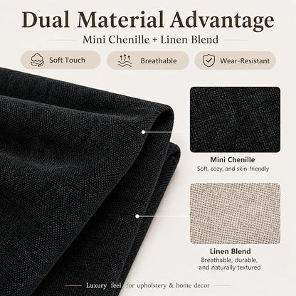 Mini Chenille Linen Blend Upholstery Fabric by the Yard, 57 Inch Wide Soft - Image 2