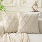 Set of 2 Beige Morrocan Decorative Pillow Covers 26x26 Inch Fluffy Boho Throw by Cozoomy