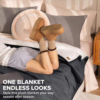 UGG Nita Queen Blanket, Reversible Plush Fleece, UGG Fluff Plush Face, Smooth - Image 4