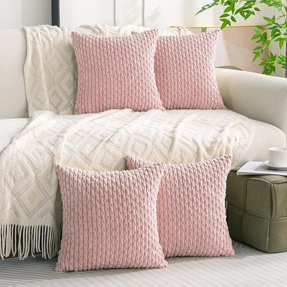 Set of 4 Light Pink Decorative Throw Pillow Covers 26x26 Inch Corduroy Pillow - Image 7
