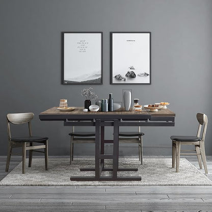 Convertible Dining Table, 2 in 1 Bookshelf to Kitchen Table, Space Saving - Image 6