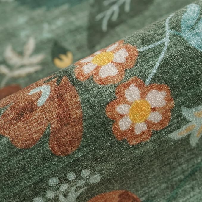 Washable 3x10 Hallway Runner Rug: Floral Scalloped Soft Runners - Image 5