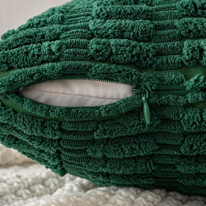 MIULEE Corduroy Decorative Throw Pillow Covers 18x18 Dark Green Pack of 2 | - Image 5