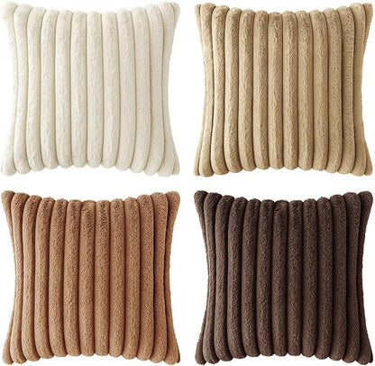 MIULEE Faux Fur Plush Decorative Throw Pillow Covers 20x20, Soft Boho Farmhouse - Image 7