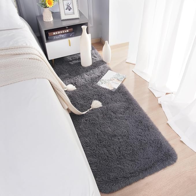Chicrug Soft Runner Rugs for Bedroom Living Room Plush Fluffy Rugs 2x6 | Shag - Image 4