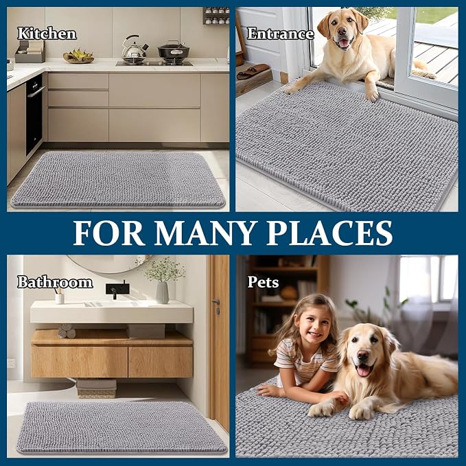 OLANLY Dog Door Mat for Muddy Paws 54x24, Super Absorbent Chenille Mud Mat | - Image 8