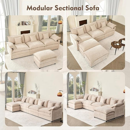 GOSUHI 142.5" U Shaped Couch, Modular Sectional Sofa, 3-Seater Comfy Cloud Couch - Image 8