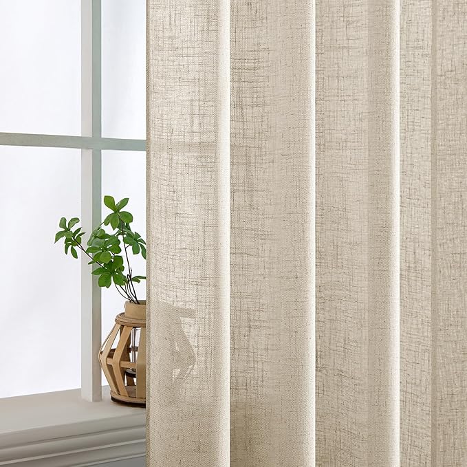MIULEE Beige Linen Curtains 52x72 Inch 2 Panels - Image 5